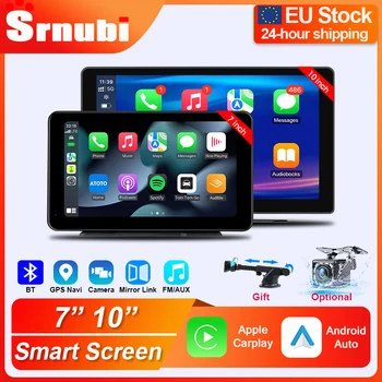Srnubi Universal 7 "10" pulgadas Carplay inalámbrico para coche y Android navegación automática retrovisor FM AUX pantalla táctil Multimedia portátil 1