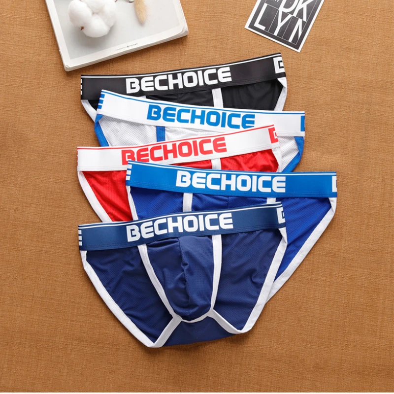

Bechoice men's briefs new high fork underwear low waist mesh lift hip breathable comfortable sexy youth underpants