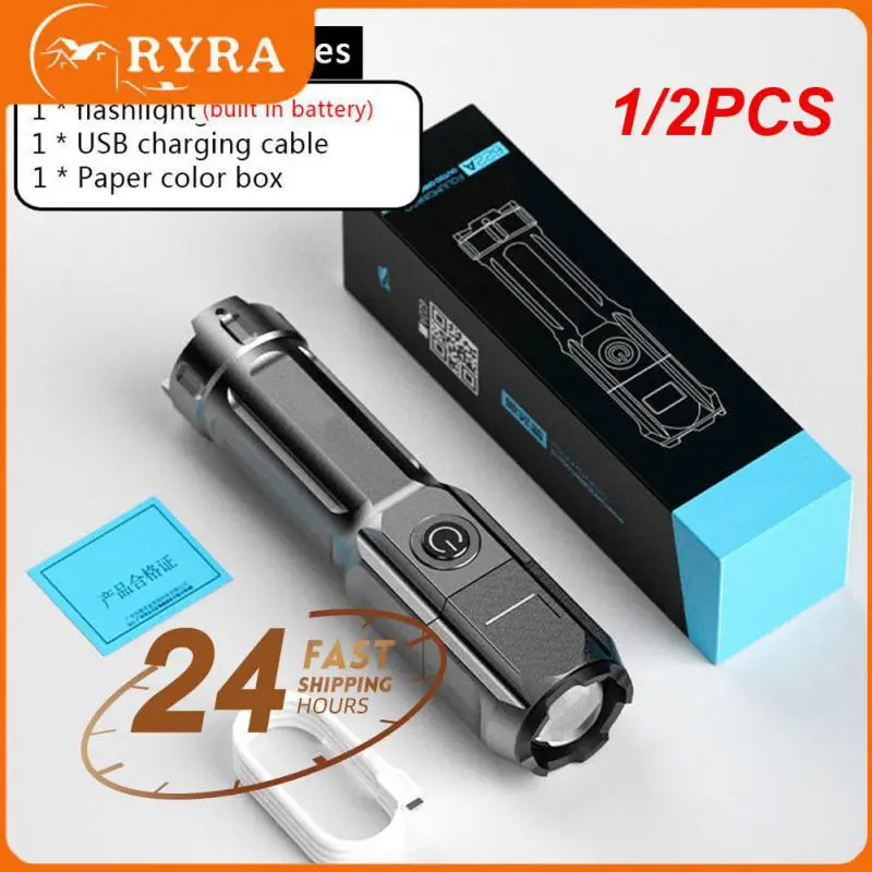 

1/2 шт., водонепроницаемый фонарик с USB-зарядкой