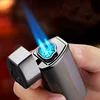 2024 Touch Sensing Metal Outdoor Windproof Electric USB Lighter Turbo Three Torch Blue Flame Jet Cigar Tool Gas Lighter Men2024 5