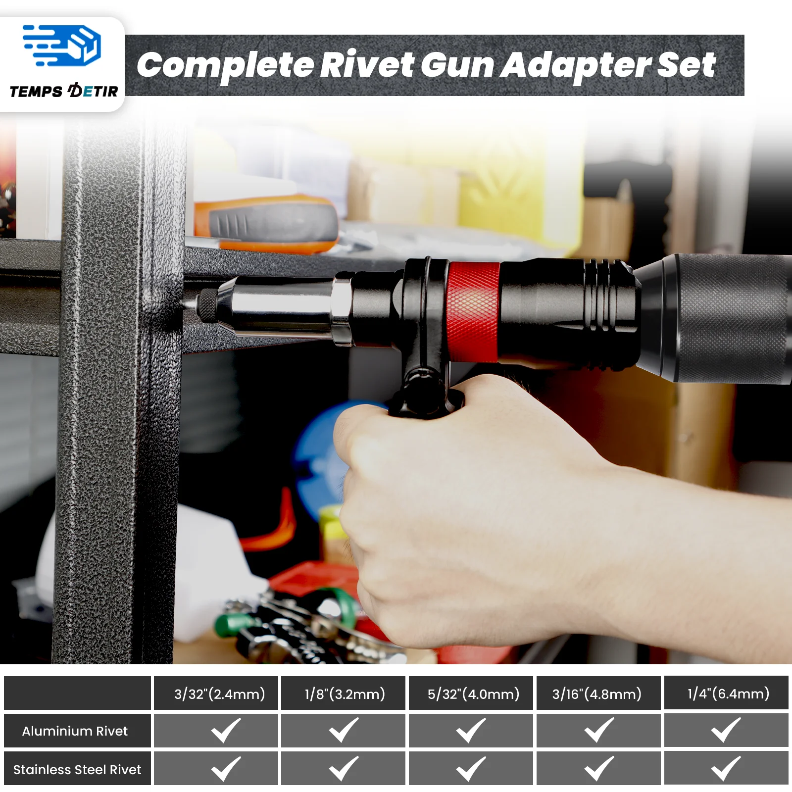 Electric Riveting Machine Rivet Nut Gun Adapter Cordless Riveting Converter Household Portable Tool 2.4/3.2/4.0/4.8/6.4