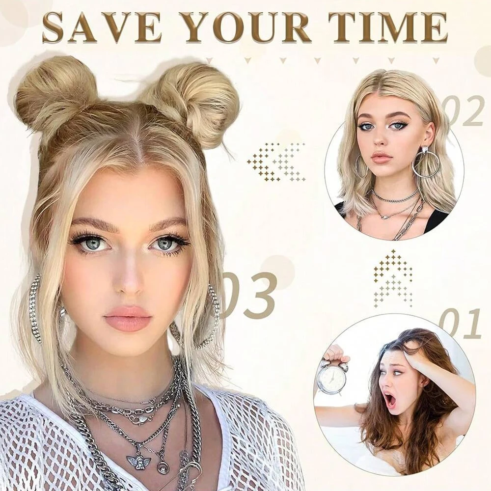 여성용 헤어 번즈, 합성 곱슬머리 시뇽, 옴브레 클로 헤어, 메시 번즈 업두, 클립형 헤어피스