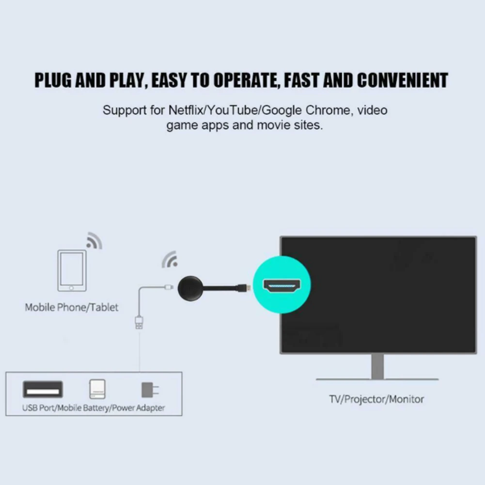 휴대폰 태블릿용 무선 디스플레이 동글 어댑터, G12, 2.4GHz, 5GHz, WiFi, 4K HDMI