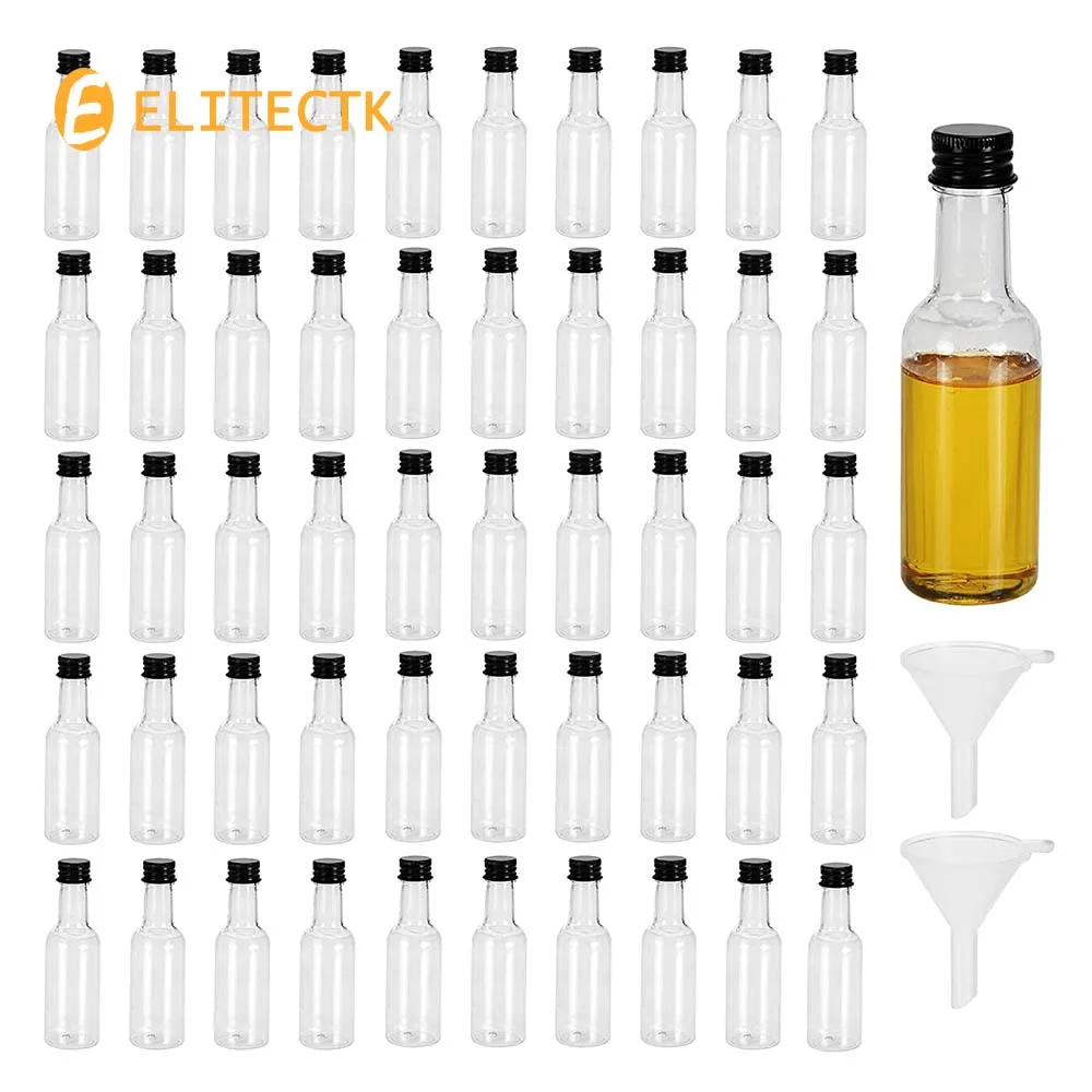 48PC Mini Liquor Bottles Funnels Airtight Plastic Spirit Bottle Little