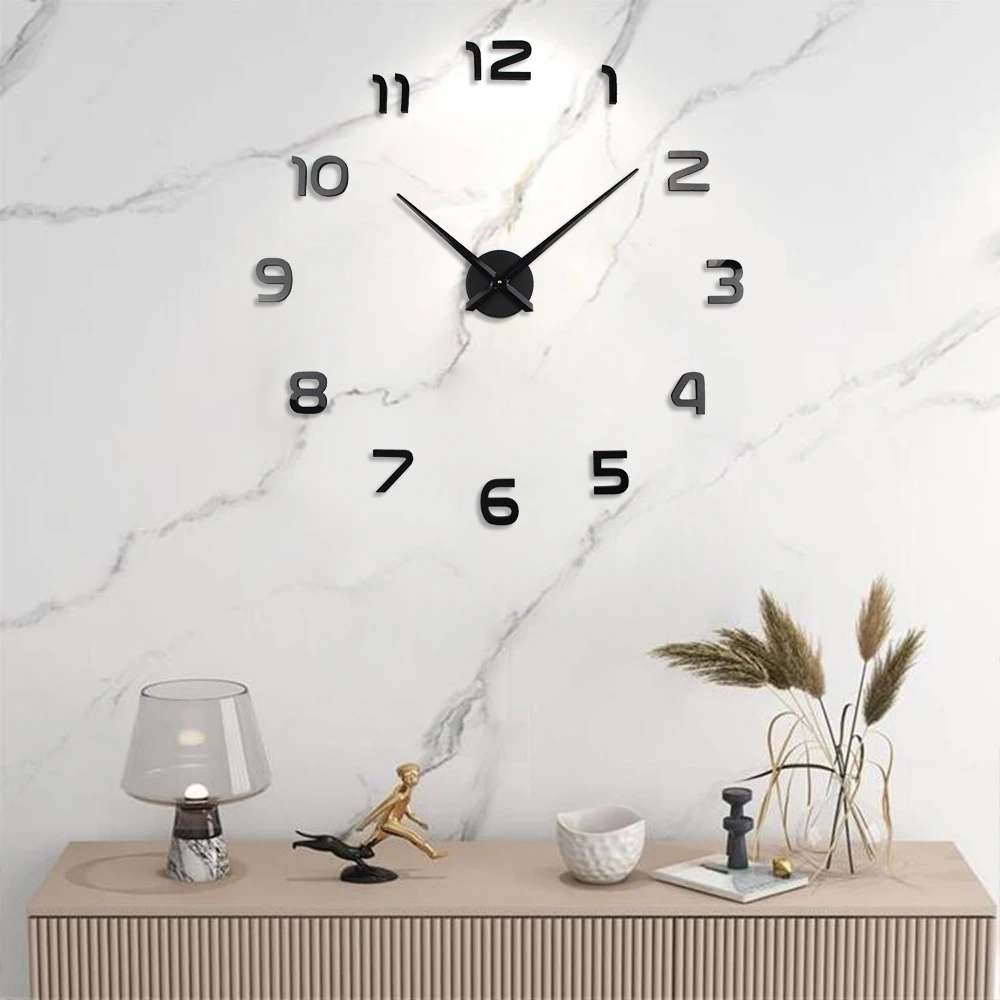 DIY Large Home Decor 3D Wall Clock Mirror Stickers Big Watch Horloge Quartz Clock Needle