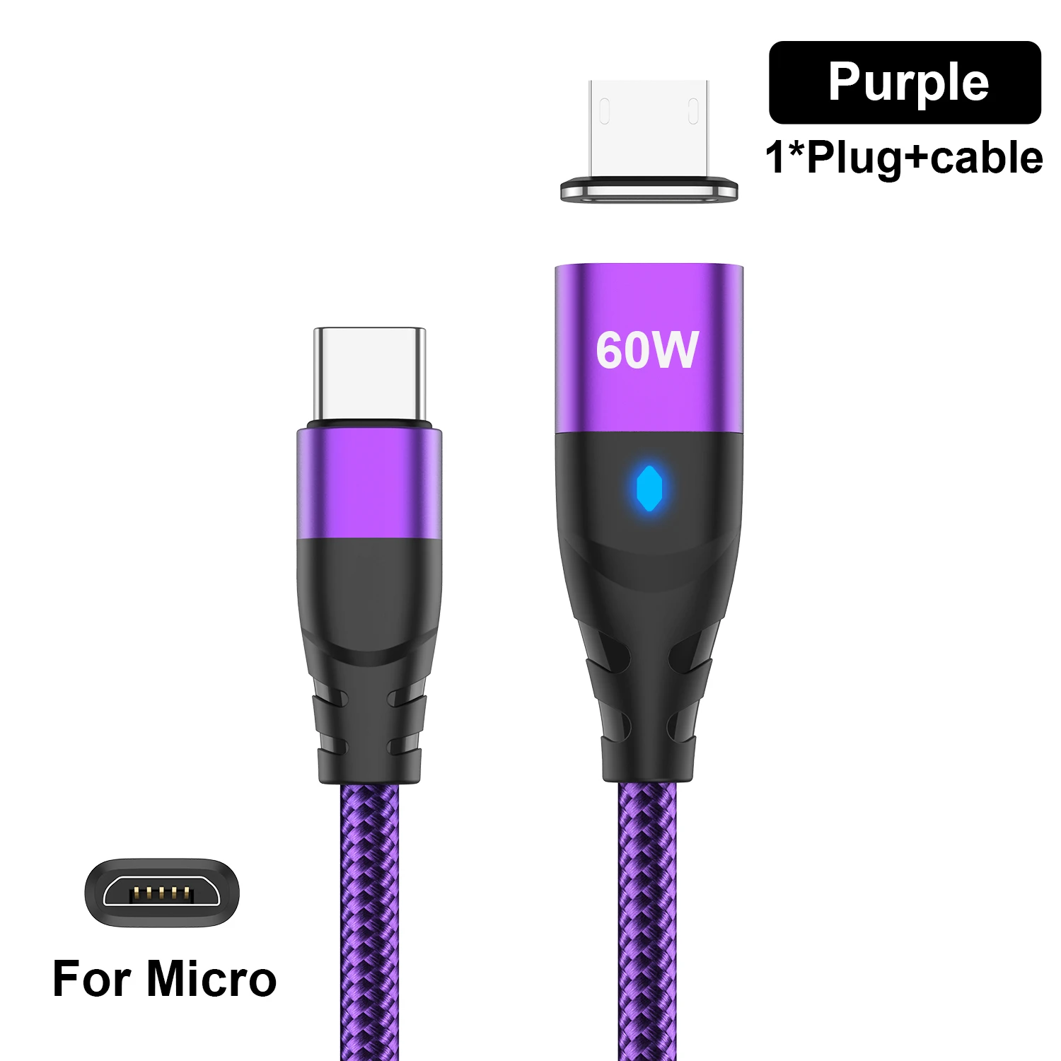 ตัวเลือกสินค้า สายชาร์จแม่เหล็ก USB-C ถึง Type-C และ Micro สำหรับ iPhone Samsung