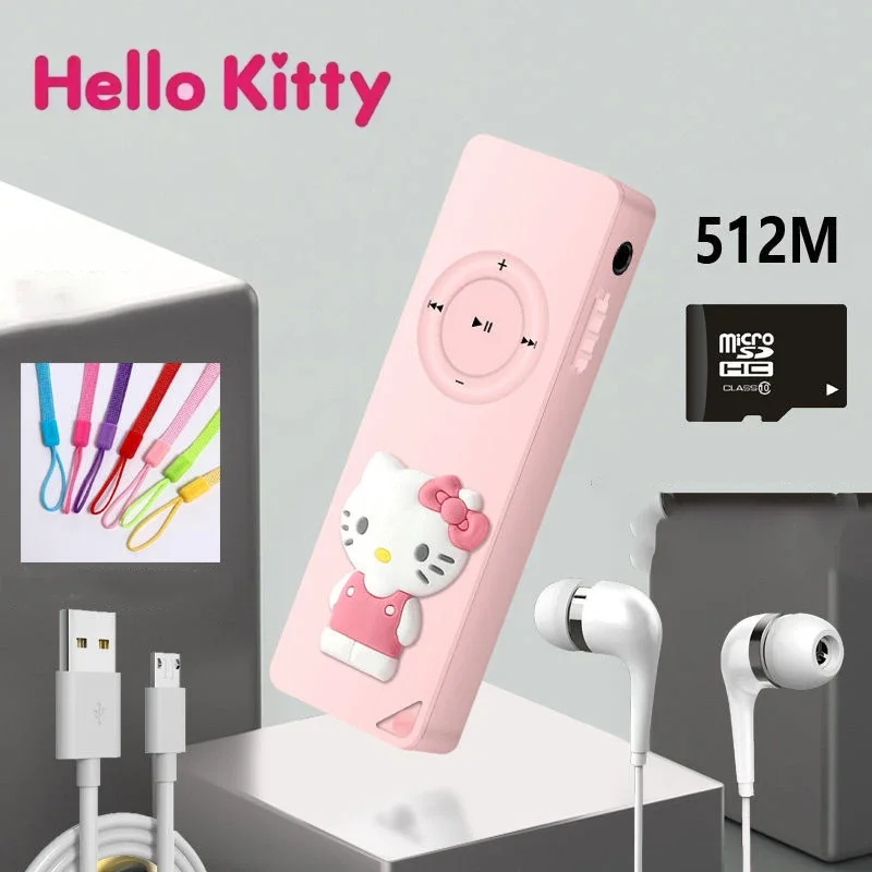 Hello Kitty Mini Mp3 Kawaii lettore MP3 portatile simpatici lettori musicali sport Walkman e-book Player udito esercizio di corsa MP3