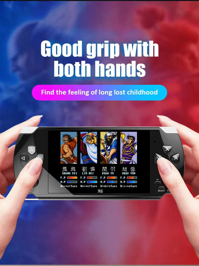 X6 Retro Video Game Console Portable Big Screen Handheld Build In 1500 Games Simulators Classic Mp3/mp4/Ebook TV Out Game Player