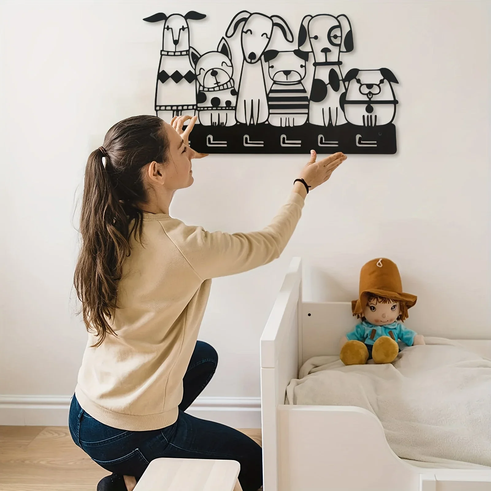 

1pc Metal Wall Mounted Key Holder Hooks, Wall Mounted Hanging Rack With Screws & Anchors,Creative Animal Metal Hanger Rack