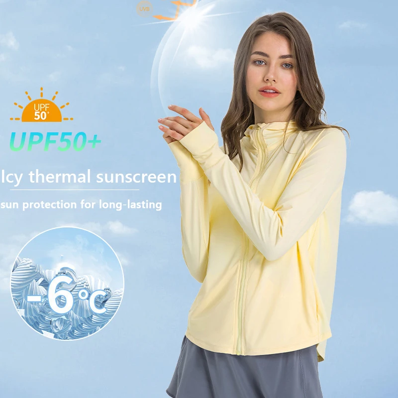 thumb women umbrella gold glue super sunscreen and uv protection women rain and sunny sunshade umbrella Sunscreen Jacket for Women UPF50+ Prevent UV Ray Sun Protection Clothing Ice Silk Skin Coat Breathable Sunshade Sports Yoga Lady