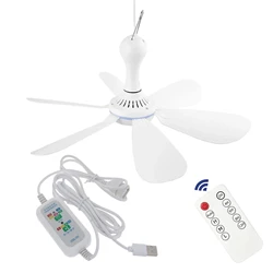 Silent 6-Leaf USB Ceiling Fan with Remote and 4-Speed Timer (Whit Remote Control)