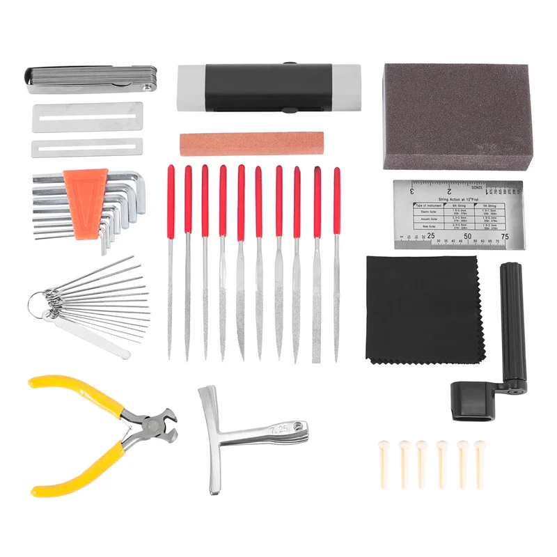 

Guitar Tool Kit for Repairing Electric Guitar Care Kits for Bass Mandolin Banjo Ukulele Neck Measurement String Distance