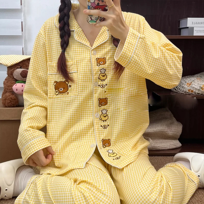 Rilakkuma pyjamas för barn långärmad mjuka hemmabyxor_voghion.com