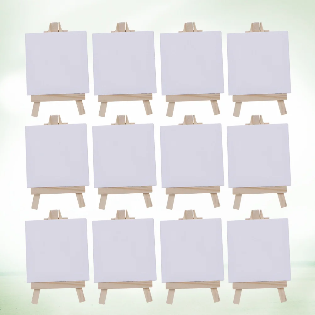 

6/12 Sets of Mini Stretched Artist Canvas Art Board White Blank Art Boards Wooden Oil Paint Artwork painting Board(White)