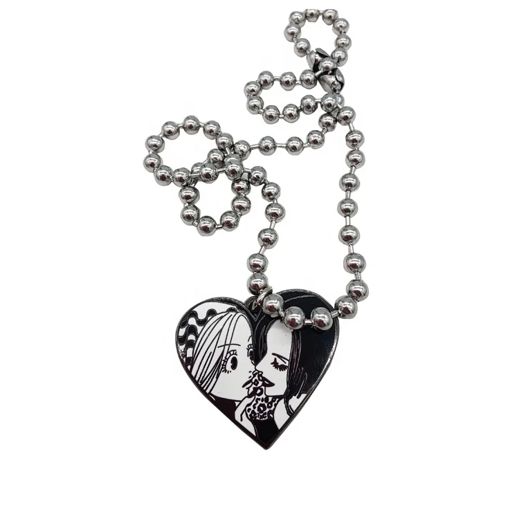 

factory direct price necklace anime character black nickel metal necklace couple ball chain pendant necklace