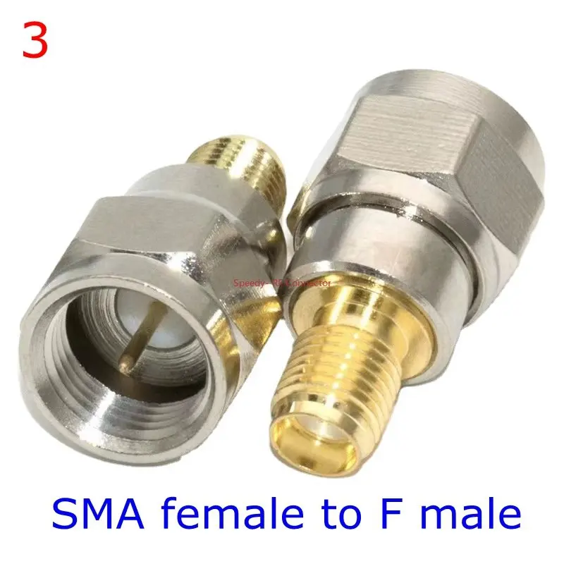 Coaxial Connector 2Pcs/lot SMA To F TV Female Male Straight RPSMA To F Quick Plug Adapter Brass Gold Plated