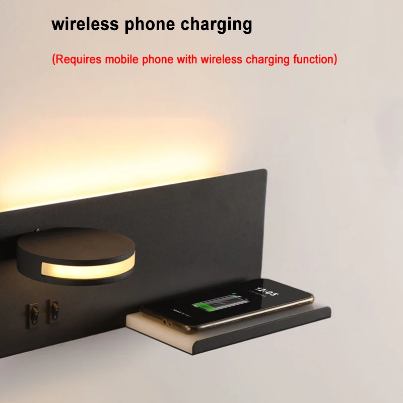 Wall lamp LED Wireless Charging USB wall light modern sconces with switch light indoor lighting home decor living room bedroom