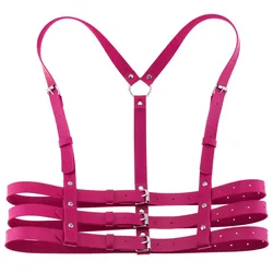 Elegant Waist Shaping Corset with Body Harness Strap and Stylish Suspenders (Rose red)
