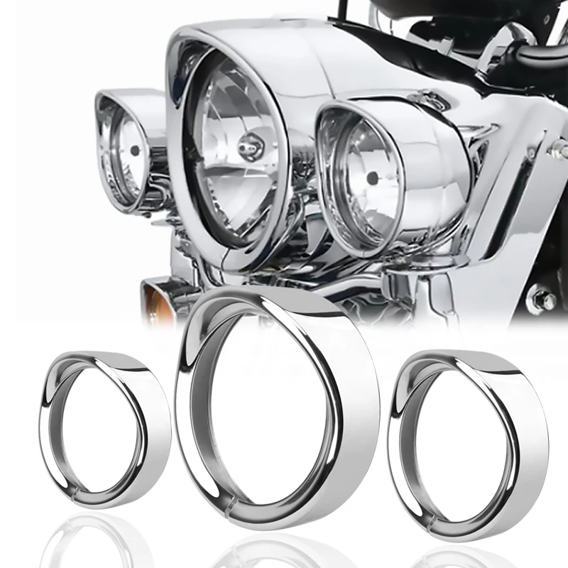 7" Raked Headlight Bezel Chrome - For Harley Touring Models 1994-2023