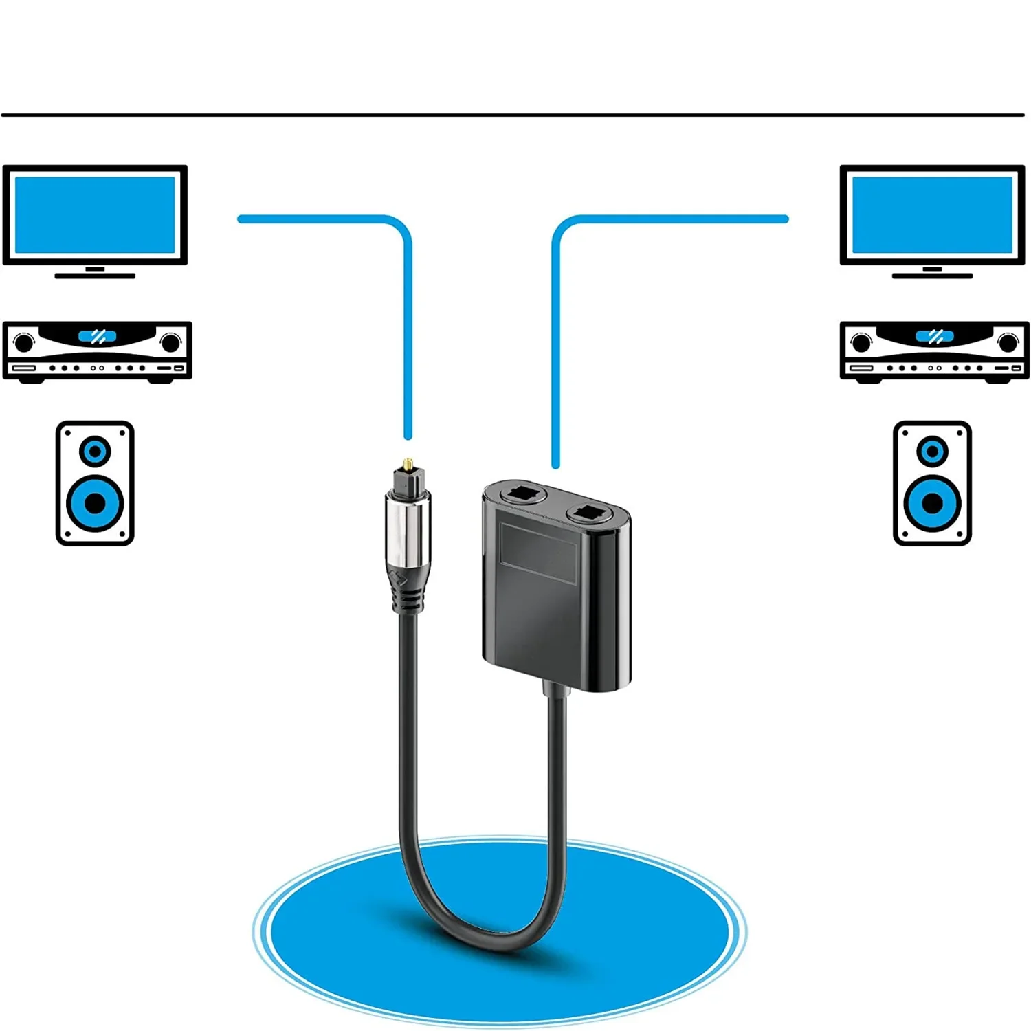 SPDIF 광학 토스링크 광섬유 오디오 섬유 스플리터, HDTV DVD 플레이어 PS4 헤드폰용, 1 수 입력-2 암 출력