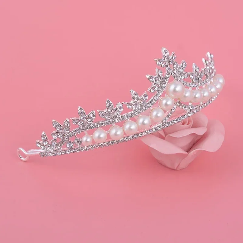 화려한 진주 웨딩 신부 쥬얼리 세트, 여성 신부 웨딩 파티 쥬얼리 액세서리, 크리스탈 티아라 왕관 귀걸이 목걸이