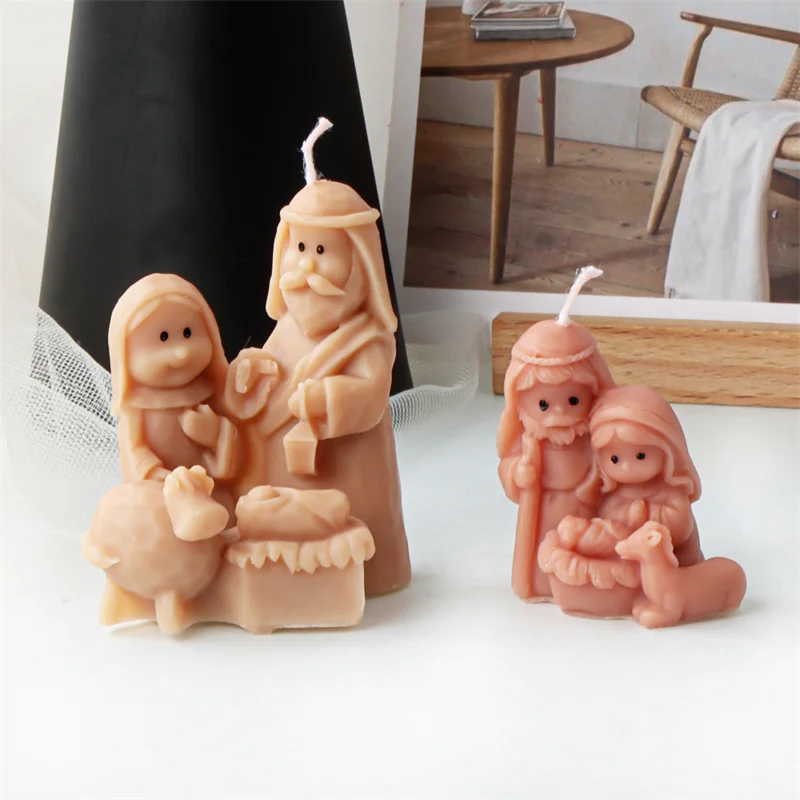 Elegant Holy Family Nativity Candle Mold
