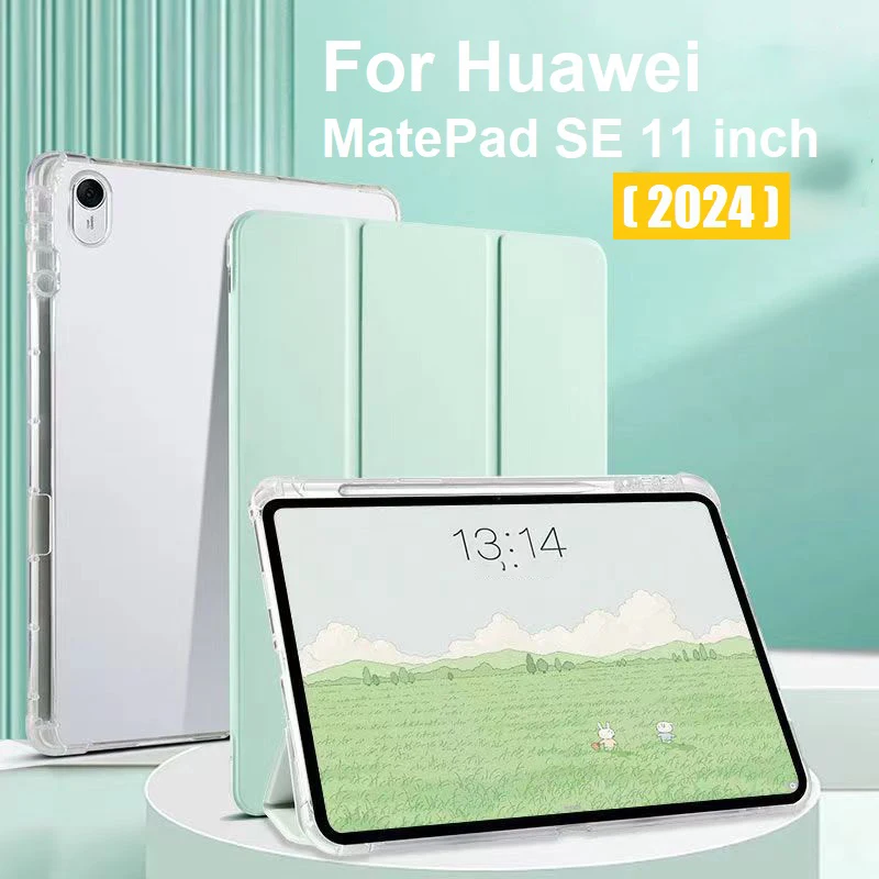 Premium Silicone Tablet Cover with Pencil Holder and Magnetic Closure for Huawei MatePad SE 11 (2024)