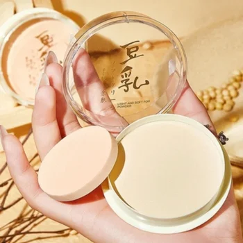 Soymilk Oil Control Makeup Powder Moisturizing Waterproof Lasting Setting Loose Powder Brightening Press Powder Breathable 1 Box