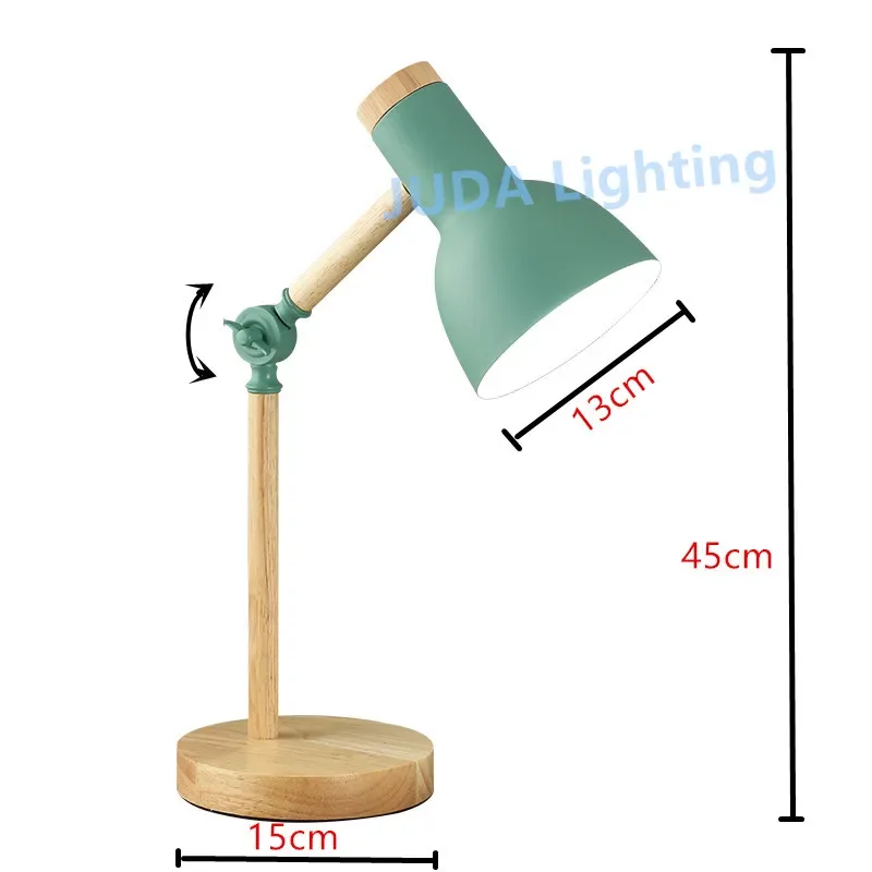Ins E27 Desk light wooden base Nordic Table Lamp Colorful Bedside Lamp Reading Study Macaron Color Wooden Art LED lights