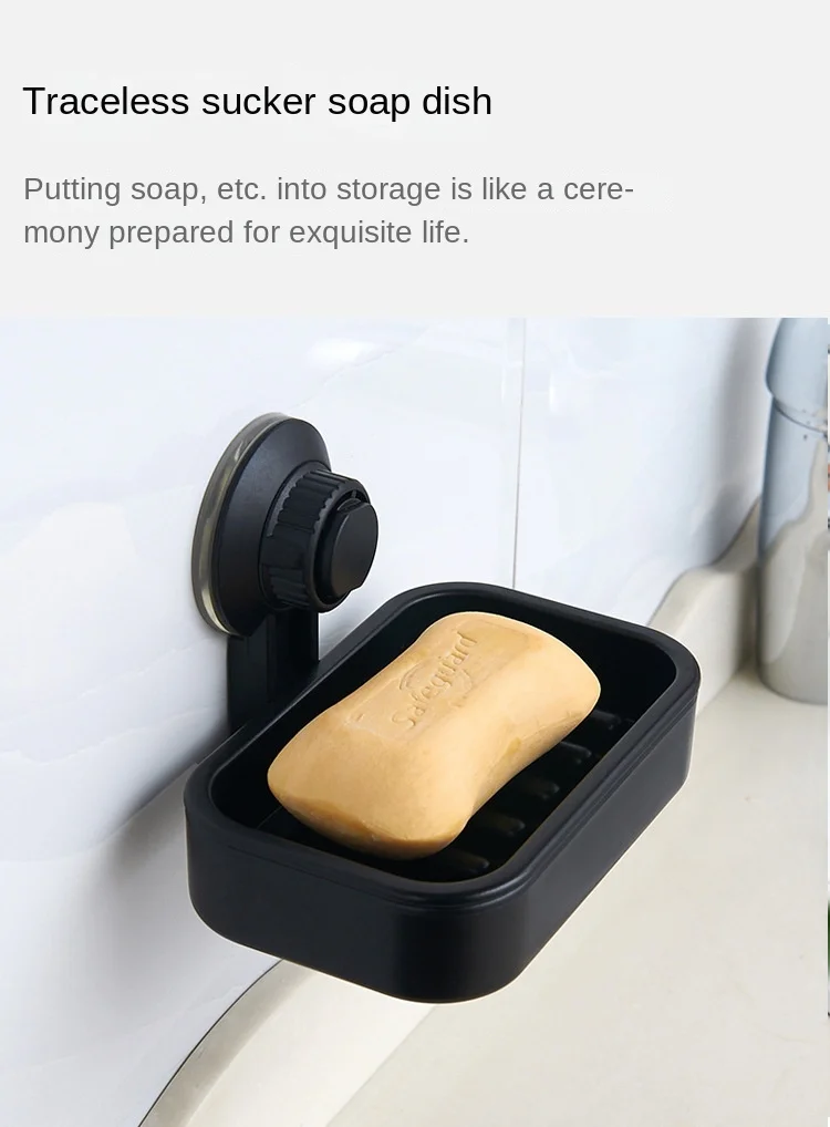 Description Picture 2 of itemSoap Box Drain Soap Holder Box Bathroom Shower Soap Holder Sponge Storage Tray Creative Sucker Water-free Storage Box