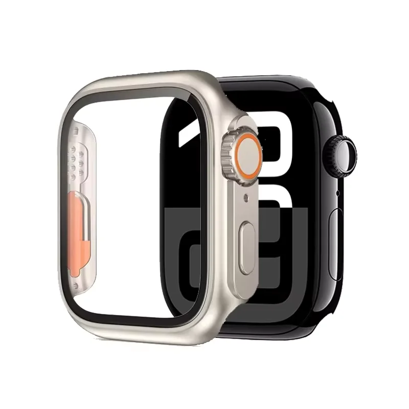 Premium Scratch-Resistant Tempered Glass and PC Apple Watch Protector Case