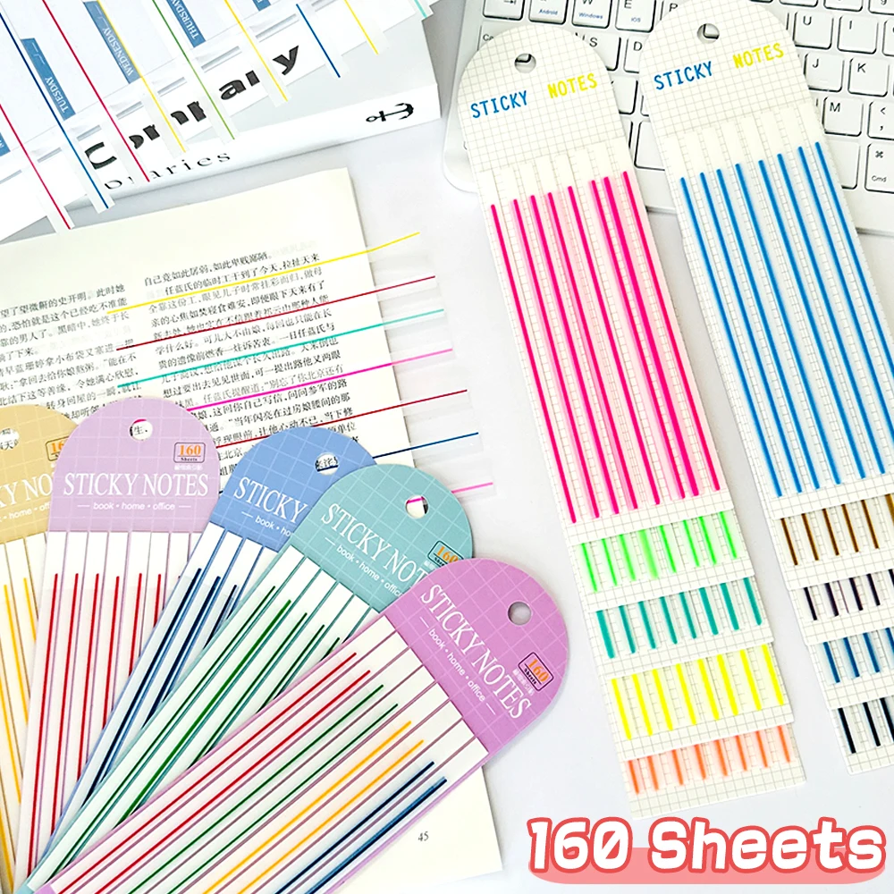 160 Sheets Posted It Transparent Sticky Notes Self-Adhesive Reading Book Annotation Notepad Bookmarks Memo Pad Index Tabs Cute 100 sheets posted message index kawaii pulling self adhesive sticky notes classified bookmarks cute note pad stationery supplier