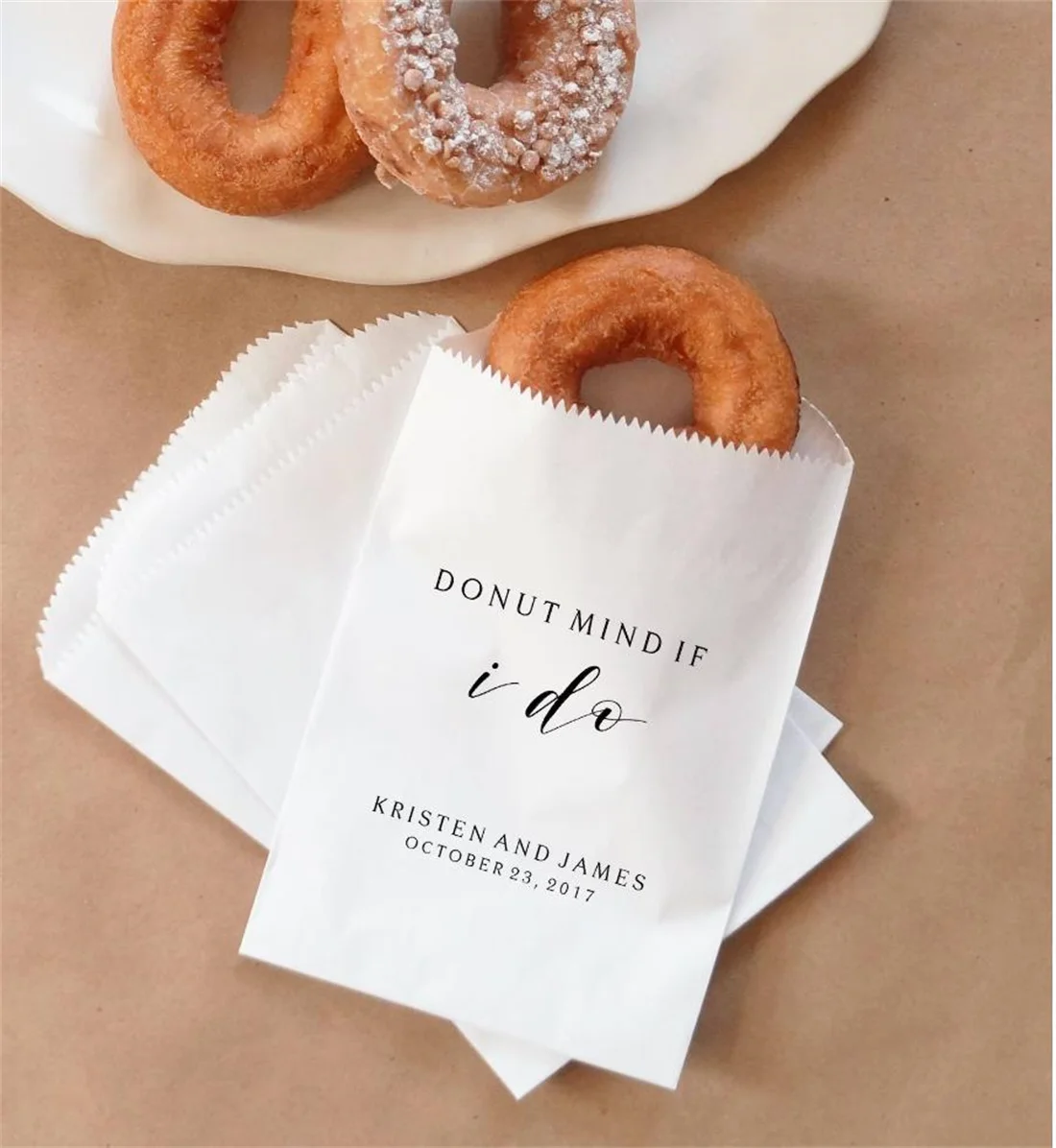 

Set of 50 Wedding Donut Bags, Fall Wedding Doughnuts, Barn Wedding, Cider and Donuts, Dessert Table - Personalized - Lined, Grea