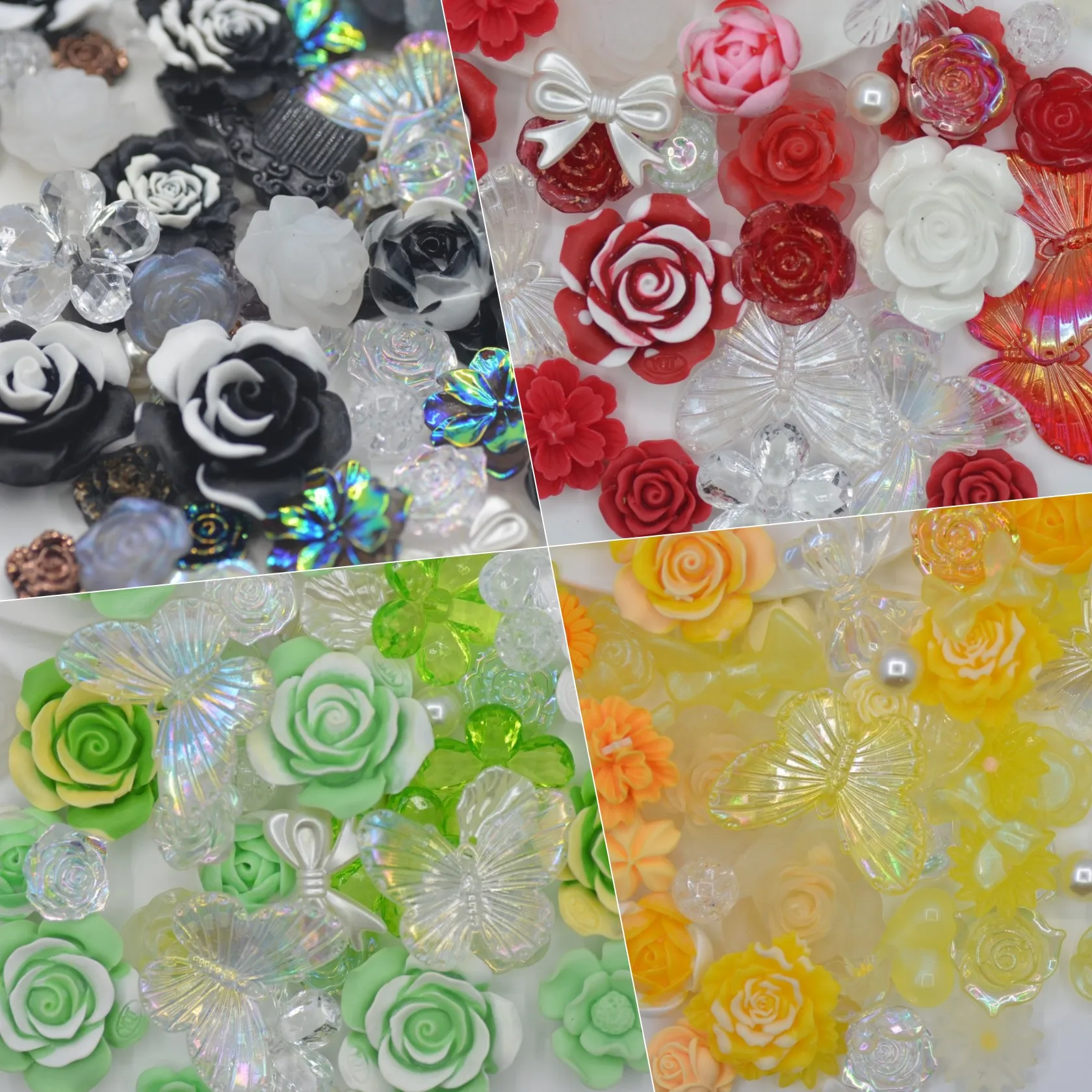 100 Gram Gradient Color Resin Flower Assortments Scrapbook