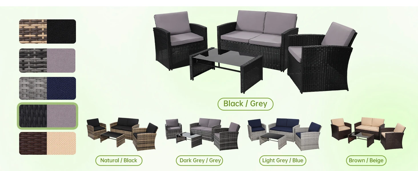 outdoor furniture set patio sectional wicker rattan cushion chair sofa couch table piece table glass