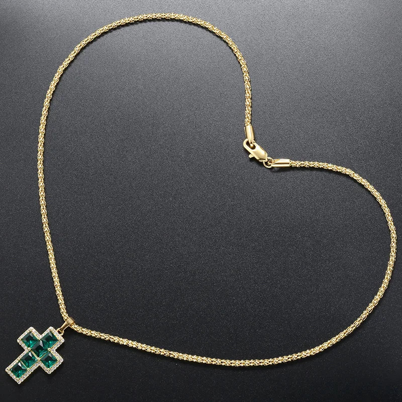 ZHUKOU Kreuzanhänger Kubisches Zirkonia Kreuz Charms für Frauen Handgefertigte Halsketten Schmuckmaterialien Schmuckzubehör VD1277 – Detail 13
