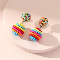 Handmade Beaded Ball Drop Earrings for Women