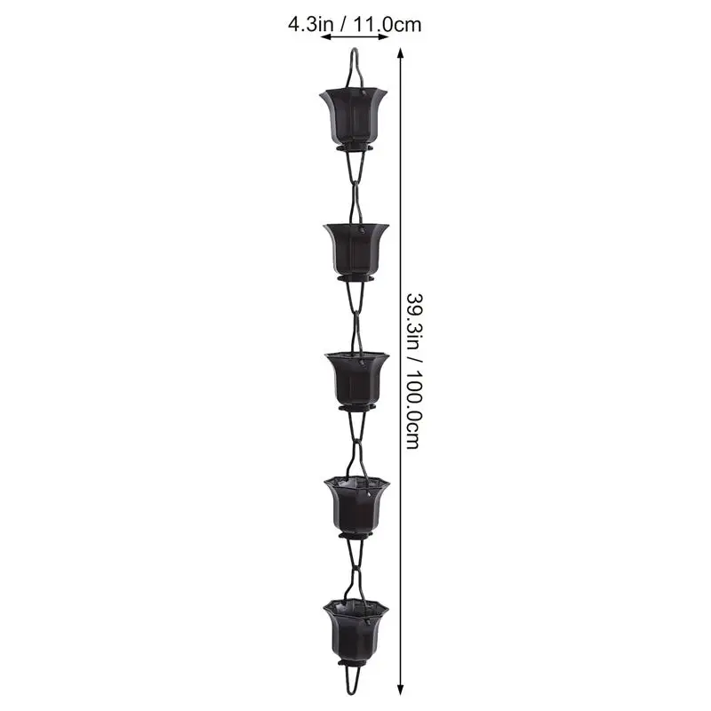 1pc 1m Garden Rain Chain Drainage Chain Villa Roof Gutter Rainwater Lotus Cups Rain For Gutter Downspout