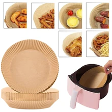 100 Pcs Air Fryer One-time Paper Liner Non-Stick Air Fryer Paper Liners Oil-Proof Parchment Baking Paper for Kitchen Microwave