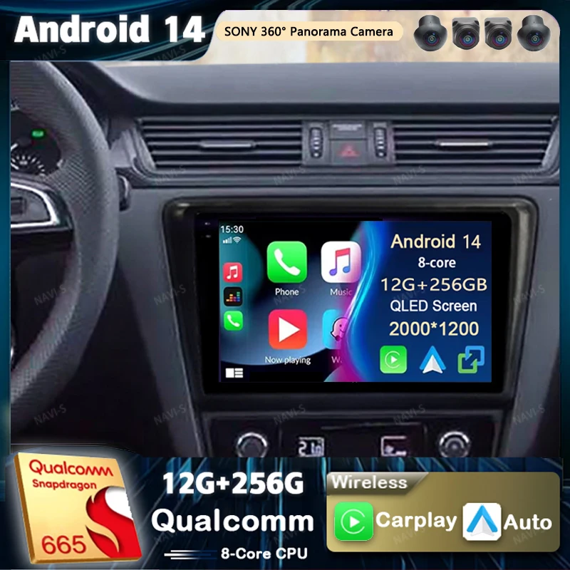 Android 14 для Skoda быстрая для сиденья Toledo 2013 - 2017 2K автомобильное радио мультимедийный видеоплеер GPS AI голосовая навигация CarPlay стерео