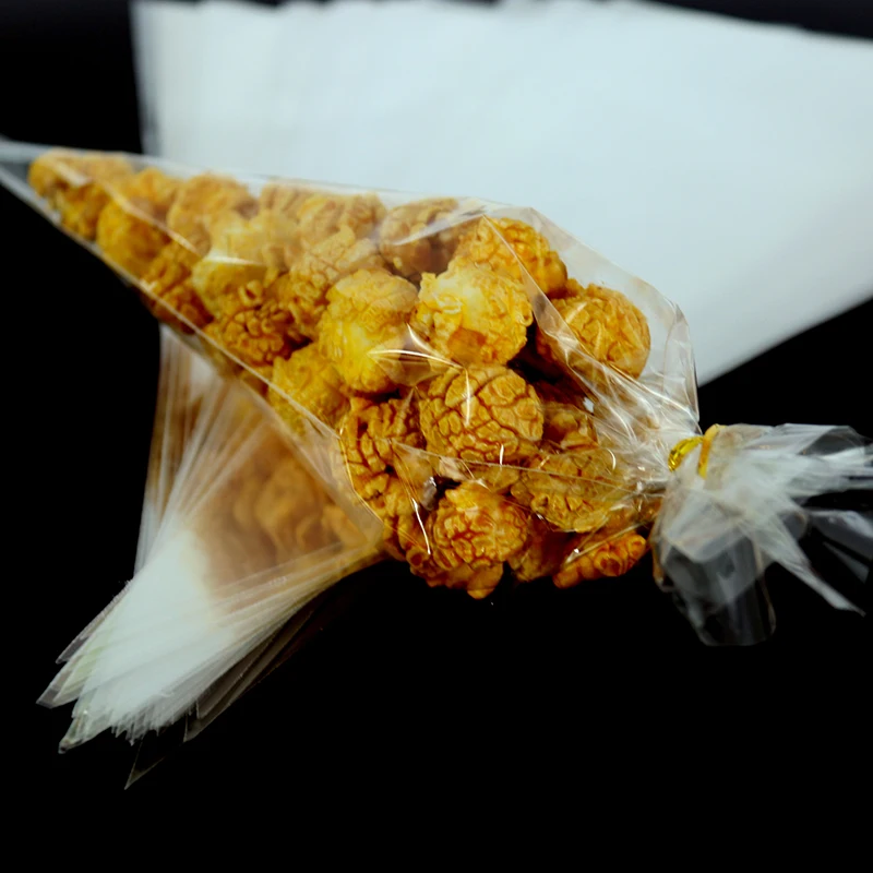 LOMIMOS 100pcs Clear Triangle Cellophane Bags - 6x12in Treat Cones With Twist Ties For Cookies, Candy - View #8