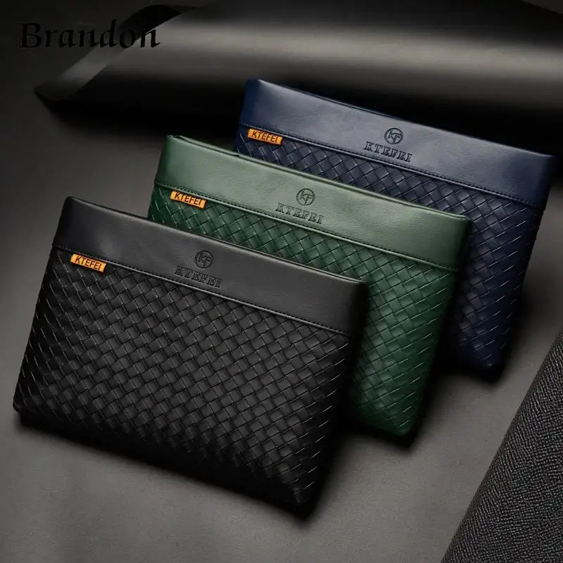 

Корейская мужская модная плетеная Сумка-конверт для мужчин и женщин, ручная сумка, Сумка для документов