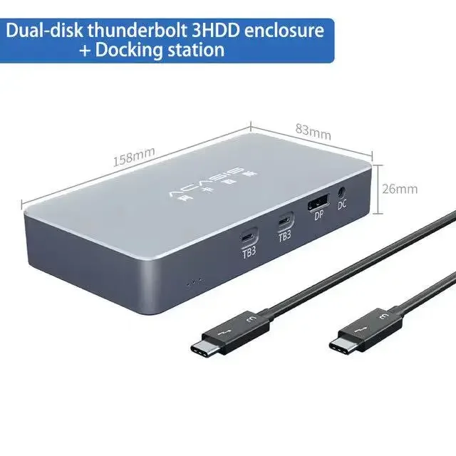 Acasis 노트북용 듀얼 디스크 NVME HDD 인클로저, USB4.0 도킹 스테이션, C타입 to USB 3.0 하드 디스크 박스, M.2