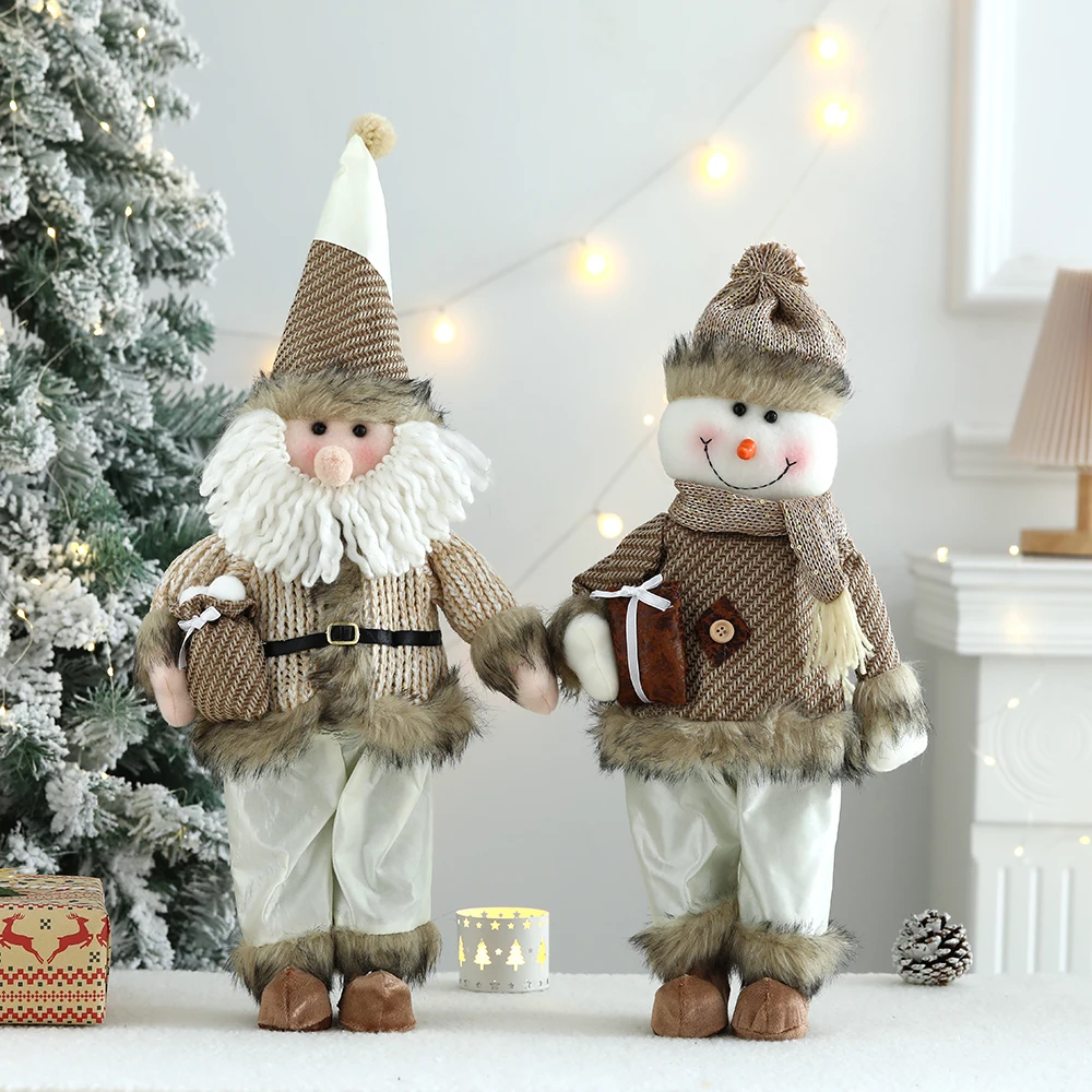 

Large Santa Claus Snowman Plush Dolls Stuffed Toy Christmas Decoration Gift for Kids New Year 2024 Navidad Home Rustic Ornaments
