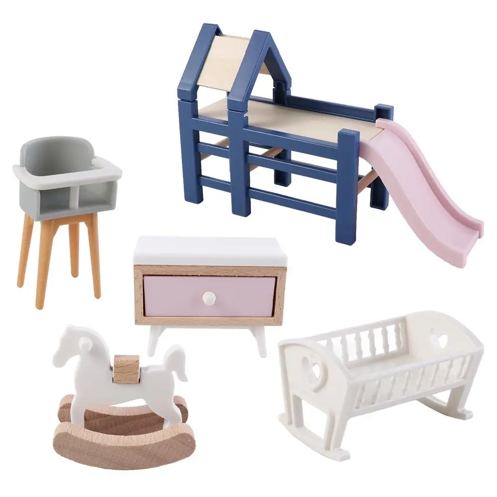 1:12 Dollhouse Wooden horse Toy Simulation Trojan Horse Simulation Dining Chair Model Dollhouse Dining Chair Dollhouse Furniture