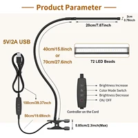 10W LED Desk Lamp with Clamp Dimmable Clip On Reading Light 10 Brightness Level 3 Lighting Modes Flexible Study Table Lamp USB 2