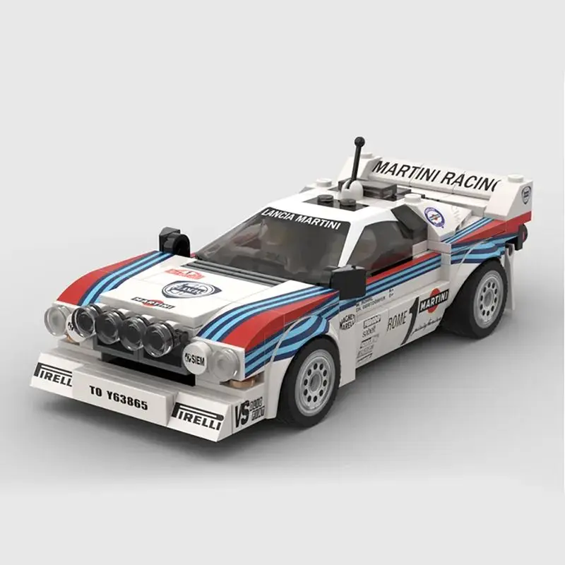 Building Block Toys of Speed Champions MOC, Lancia Rally 037 Martini Racing Winner, Monte Carlo 1983, DIY Birthday Gift, 244PCs