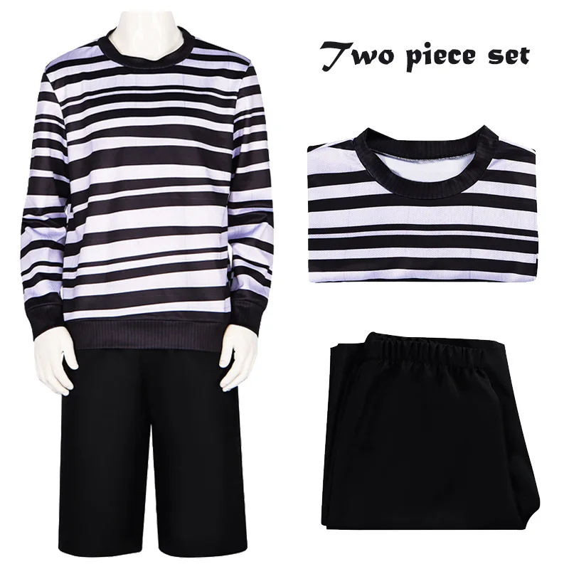 

Movie Wednesday Younger Brother Cosplay Wednesday Addams Cosplay Costume Tops Pants Suit Halloween Party Adult Kids Costumes