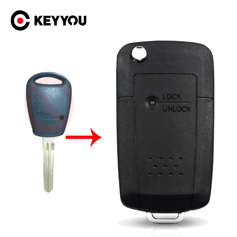 

KEYYOU 10pcs 1 Side Button Flip Folding Remote Car Key Shell Case For Hyundai Getz Accent For Kia Rio Picanto Carens Left Blade