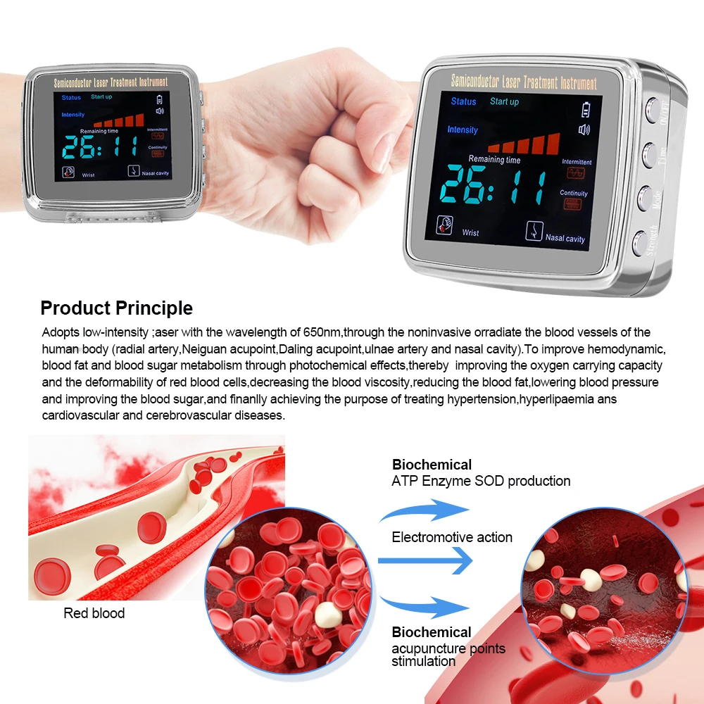 650NM Laser Noninvasive Irradiate Semiconductor Laser Treatment Instrument Hyperglycemia Hypertention Diabetes Therapy Device